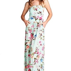 EUC Strapless Floral Maxi Dress